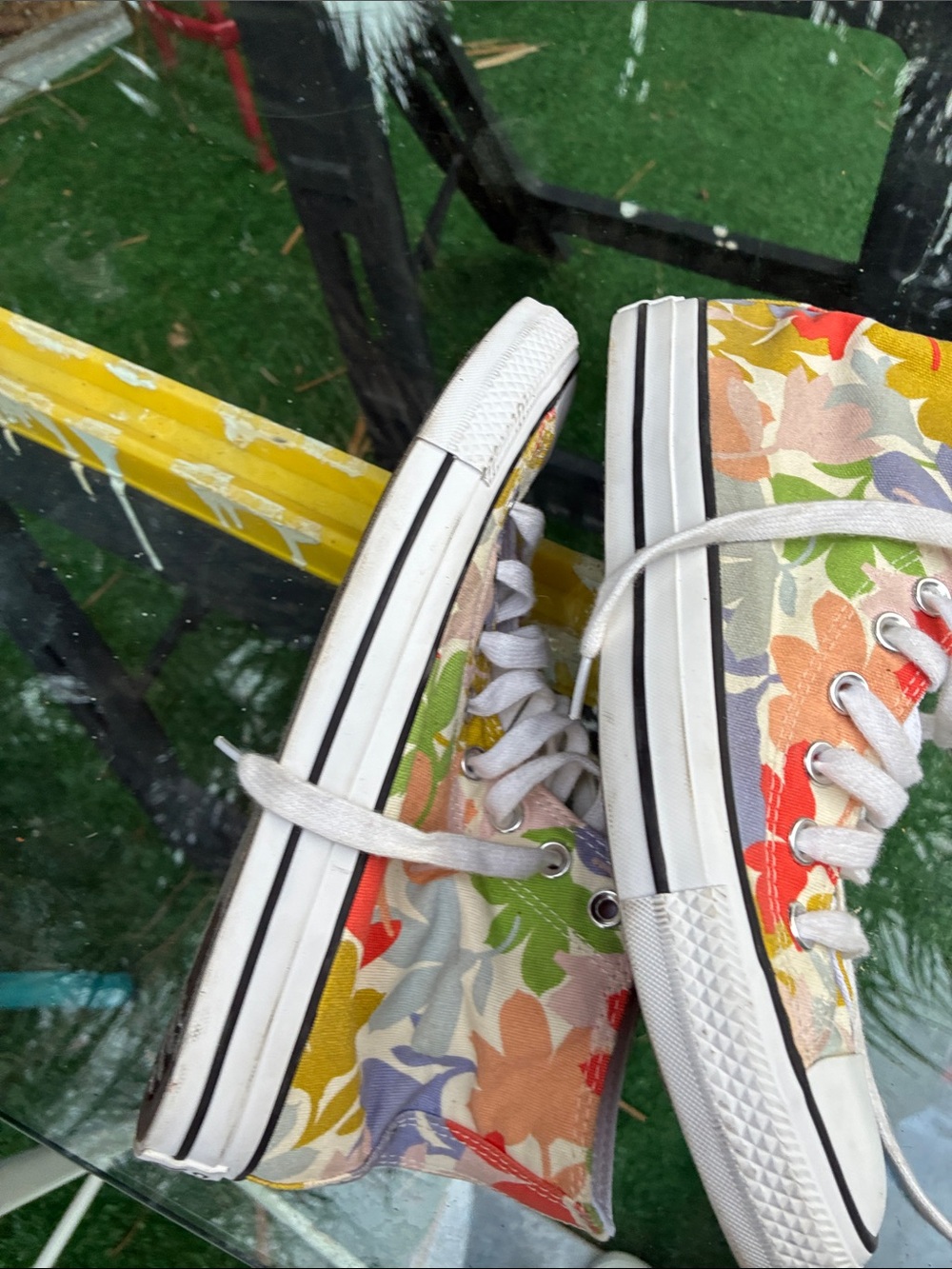 Converse High Top Sneakers - Red, Orange, Yellow, Green, Purple, White - Picture 6 of 12